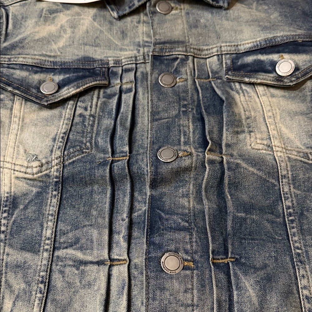 OXYD Premium Denim Men's Distressed Denim Jacket, Size Small - Picture 7 of 16